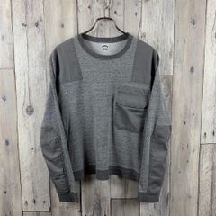 18974 美品 THE UNION 異素材切替スウェットプルオーバー 灰×緑M 