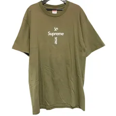 【中古】 SUPREME シュプリーム 20AW Cross Box Logo Tee Lサイズ カーキ 半袖Tシャツ メンズ 25008759DS