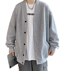 ライトグレー_M [Ptor] カーディガン メンズ 長袖 vネック スウェット パーカー トレーナー カジュアル ゆったり 大きいサイズ 無地 羽織 秋服 コート アウター おしゃれ メンズ ファッション トップス (4ライトグレー)