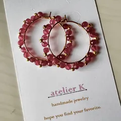 ルビーデザインフープピアス【天然石】14KGFサージカルステンレス316L