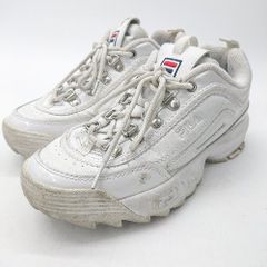 ◇ Θ FILA フィラ ロゴ 厚底 レースアップ スニーカー サイズ23.5 ホワイト系 レディース E 【1507080010053】