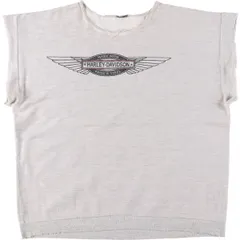 古着 90年代 Harley-Davidson ハーレーダビッドソン ヘリンボーン カットオフ モーターサイクル バイクTシャツ メンズL相当/eaa529586