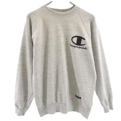 チャンピオン 80s ヴィンテージ 日本製 プリント スウェット L 杢グレー Champion トレーナー ロゴ メンズ 【中古】  【230908】