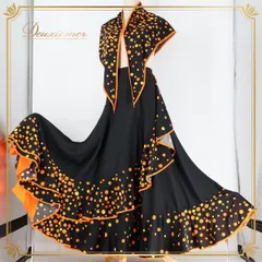 美品 フラメンコ衣装】マルチカラー柄×豪華フリル ブラウス