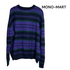 MONO-MART ユニセックスモヘアライクマルチボーダービッグシルエットプルオーバーニット　ユニセックス