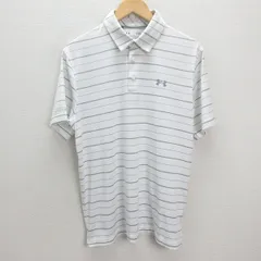 G■アンダーアーマー/UNDER ARMOUR ドライポロシャツ/スポーツウェア【L】白灰/men's/73【中古】■