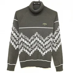 キャロウェイ タートルネックセーター グレー×白 一部英字総柄 ニット レディース L ゴルフウェア Callaway