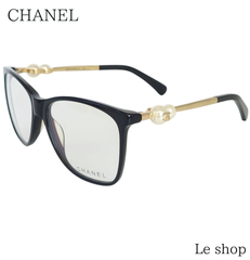 CHANEL シャネル 3330H メガネ フレーム ココマーク パール装飾 ブラック×ゴールド 54□14 眼鏡フレーム 中古