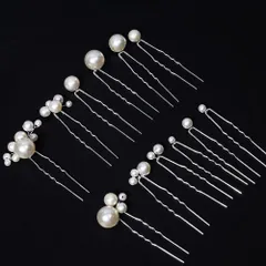 大きい エレガントな新婦用ヘアアクセサリー 小さい 真珠風デザイン ウェディング 髪飾り ヘアピンパール 結婚式 Ｕピン 12本セット パーティー用 パールピン LIKENNY