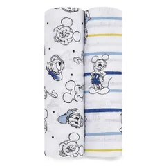 おくるみ ディズニー ガーゼ ベビー 【 日本正規品 aden + anais essentials おくるみ 2枚 セット mickey stargazer モスリンコットン 100%使用 】出産祝い ベビーギフト 112 × 112cm エイデンアンドアネ