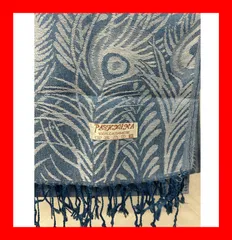 【フォロワー様限定100円引きクーポン配布中！】【新品未使用品】タイ　スカーフ 人気商品　再入荷　マフラー　ブランケット　羽織　ひざ掛け　お洒落　ギフト　ブルー　青色　フェザー　パシュミナ　シルク　カシミヤ 　秋　冬 【商品コード：00051】