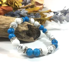 ターコイズ&ハウライト 　パワーストーン ブレスレット 　8mm（シルバー）レディース 女性  数珠ブレス 開運 プレゼント ギフト [25]