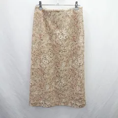 ◇ ⊂ Andemiu アンデミュウ ロング フレア 総柄スカート サイズM ベージュ系 レディース E  【1506300022067】