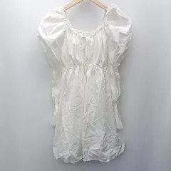 ◇ ACYM アシーム コットン100％ リボン 長袖 チュニック サイズF ホワイト レディース E  【1404240014749】