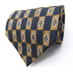 ミッソーニ ブランド ネクタイ チェック柄 幾何学模様 シルク イタリア製 メンズ ネイビー Missoni 【中古】
