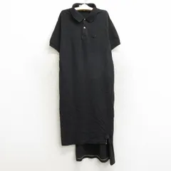 古着 ラコステ LACOSTE IZOD 半袖 ポロ シャツ ワンピース キッズ ガールズ 子供服 80s ワンポイントロゴ 鹿の子 ロング丈 コットン 黒 ブ