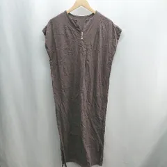◇ ⊂ INTERPLANET インタープラネット スキッパー 袖なし ロング ワンピース サイズF ブラウン レディース E  【1502180010194】のサムネイル