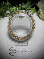 💎天然石    高透明✨️ ヘマタイト母岩入り！   タイチンルチルクォーツ   太陽放射  ブレスレット    レディース＆メンズ       D489