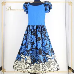 フラダンス 衣装 ワンピース ドレス ブルー系 パウスカートショップ フラ ダンス 花柄 青 白 黒 PauSkirtShop ハレハワイイ 日本製 ハワイアン アロハ かわいい 鮮やか ハワイアンプリント ホワイト系 ブラック系