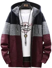 aspersio アスペルシオ 長袖 ストリート 裏起毛 ジップアップ ニットパーカー メンズ レッド( コーラルレッド,  M)