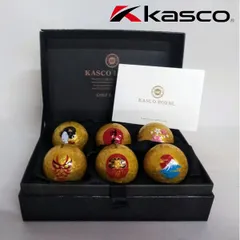 Kasco キャスコ ロイヤル ３ 日本柄(6個入り/化粧箱付き) ゴルフボール 金ゴールド Kasco ROYAL3JP 日の丸 歌舞伎 富士山 だるま 桜 茶屋娘のサムネイル
