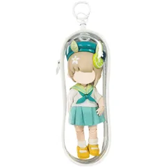 【特価商品】YUYAKESHI ケース バッグ 痛バック クリア ぬいポーチ ob11用 透明 見せバッグ 外出 人形入れ PVC 15.5cm高 ぬいば キーホルダー付（ホワイト）