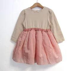 アプレレクール 切替ワンピース トップス 長袖 チュールスカート キッズ 女の子用 100サイズ ピンク×ベージュ apres les cours 【中古】