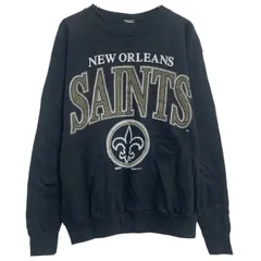 プリントスウェット トレーナー S~ ブラック 90s アメフト セインツ チームアパレル 古着卸 アメリカ仕入 a612-5771