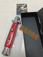 新品　ウッドハンドル　イタリアンスチレット　ジャックナイフ　サバイバルナイフ　キャンプ　釣り　アウトドア　レッド