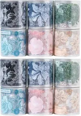 HapiChapi 可愛い 花 植物 PET ダイカット ステッカー 手帳 デコ テープ コラージュ ジャーナル(花,  2セット)