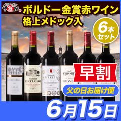 ✨早割価格✨【父の日(6/15) お届け指定便】ボルドー金賞赤ワイン6本セット🍷 金賞ボルドーメドック含む格上産地３箇所入り✨️ フランス金賞赤ワイン 手軽に毎日飲み比べ❗️ フルボデイ ミディアムボディ お祝い ギフト 【WineDish】【甲羅組】