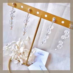 ちゅるん♡涼しげ＊ティアドロップ クリアガラスビーズ ハンドメイドピアス イヤリング シンプル 透明感 フォーマル アレルギー対応