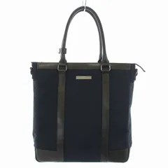 バーバリーブラックレーベル BURBERRY BLACK LABEL トートバッグ ハンドバッグ 切替 A4 紺 ネイビー 茶 ブラウン /TK ●Dのサムネイル