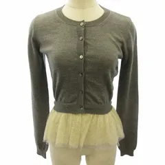 レッド ヴァレンティノ RED VALENTINO ニット カーディガン 切替 レース ウール 灰 白 グレー ホワイト S 0224 ■GY31のサムネイル