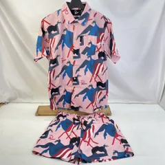 01w-3639 〇  By Parra バイパラ マダムビーチシャツ＆スイムショーツ Ｍサイズ ピンク メンズ  【中古品】