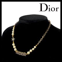 【Dior】J'ADIOR/ ジャディオール チョーカー ネックレス フェイクパール ラインストーン ゴールド/金カラー ペンダント Christian Dior/クリスチャンディオール (SER-3833)