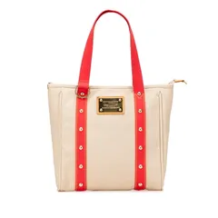 ルイ ヴィトン アンティグア カバMM トートバッグ ワンショルダーバッグ M40035 レッド ベージュ キャンバス レザー レディース LOUIS VUITTON【1-0225976】