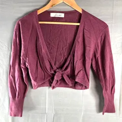 スナイデル snidel ボレロ ショートカーディガン フロントリボン ニット素材 パープル系 くすみパープル Fサイズ 2025072600031