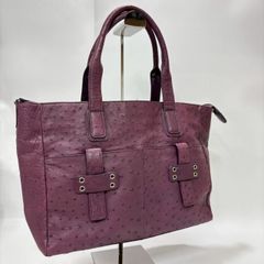 極美品 本革 オーストリッチ ミニボストンバッグ ダチョウ革 ボルドー 