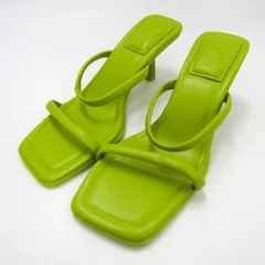 ザラ サンダル スクエアトゥ ストラップ 靴 レディース 38サイズ 黄緑系 ZARA 【中古】