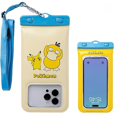 DIVAID ポケットモンスター/ポケモン ワイドサイズ 防水ケース ショルダーストラップ(ピカチュウ＆コダック)【 iPhone Android 各種スマートフォン対応 水に浮く フローティング 防水 防塵 IP68】