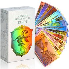 【人気商品】(レインボー) [正規品] レインボータロットカード、ホログラフィック占いタロット、日本語解説付き初心者タロットカードセット 78枚 MagicSeer