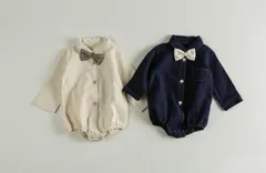 韓国子供服　長袖ロンパース　蝶ネクタイ付き　70 80 90