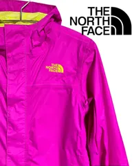 THE NORTH FACE  ザ・ノースフェイス HYVENT ナイロン ジャケット アウトドア キャンプ アウター 防寒( キッズMサイズ) ピンク　イエロー刺繍ロゴ