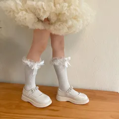 ☆ ホワイト ☆ 女の子 フォーマル ハイソックス レース yssocks5531 ハイソックス 女の子 ふくらはぎ 靴下 くつ下 ふくらはぎソックス リボン フォーマル セレモニー フリル おしゃれ オシャレ かわいい 可愛い ソックス レース キッズ