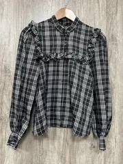 EIMY ISTOIRE エイミー イストワール スタンドカラーフリルチェック ブラウス シャツ sizeF/白ｘ黒 ◇■ レディース