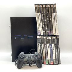 ★SONY PS2 1TB SCPH-15000 ブラック 本体 動作確認済 トレイ開閉不良 現状品 PS2用ソフト19本まとめ売り ソフト動作未確認 ★005687