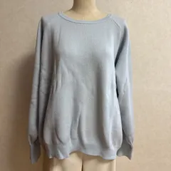 KN3138 ＊5L 大きいサイズ　 無地 ブルー　キレイめ、カジュアルニット