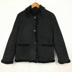 COMME CA ISM/コムサイズム　ベロア/スエード調ブルゾン/ショートコート　サイズF〈黒/BLACK〉管NO.A18-11<sale>