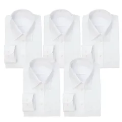 首回り47cm裄丈84cm_レギュラー襟 [アトリエ365] 長袖 ワイシャツ 5枚セット 白 ホワイト イージーケア 形態安定 Yシャツ/at01-5s-ats-47-84